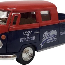 Kinsmart: 1963 Volkswagen Bus Double Cab Pickup Delivery Services 1:34 Blauw/Rood Kinsmart: 1963 Volkswagen Bus Double Cab Pickup Delivery Services 1:34 Blauw/Rood