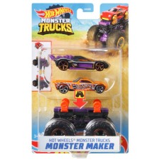 Hotwheels: Monster Trucks: Monster Maker 1:64: Zwart/Paars