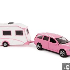 Kids Globe: Roze Volvo V70 met Caravan